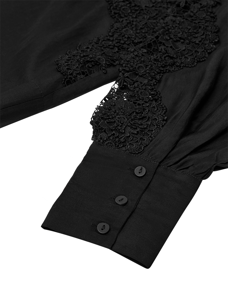 CMMOLLY – HEMD MIT SPITZE IN SCHWARZ
