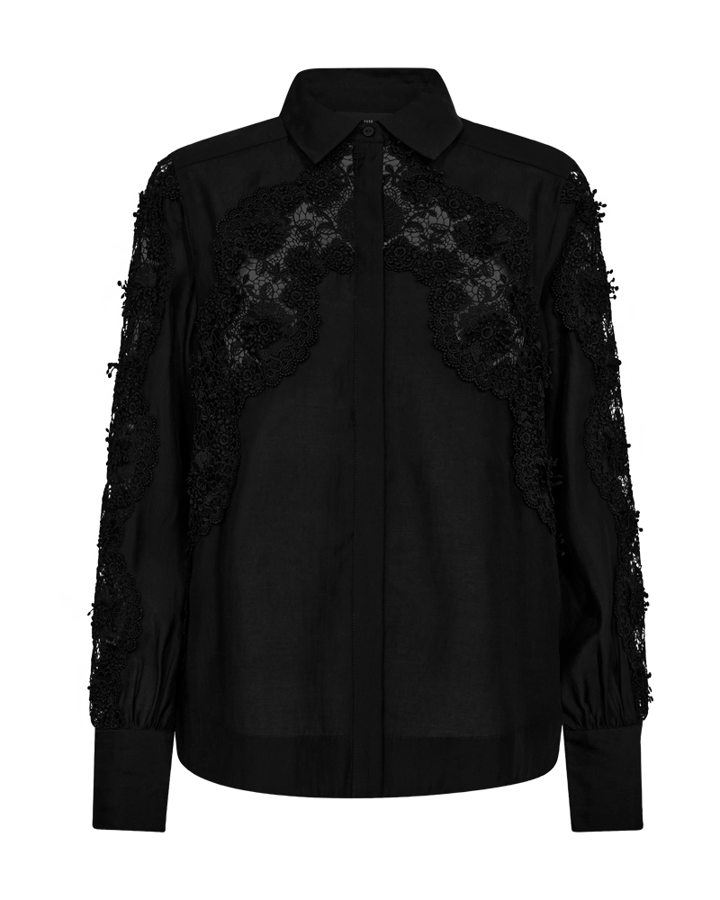 CMMOLLY – HEMD MIT SPITZE IN SCHWARZ