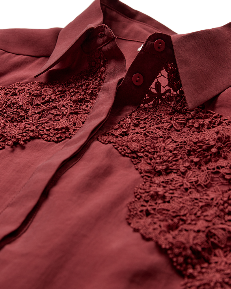 CMMOLLY – HEMD MIT SPITZE IN ROT