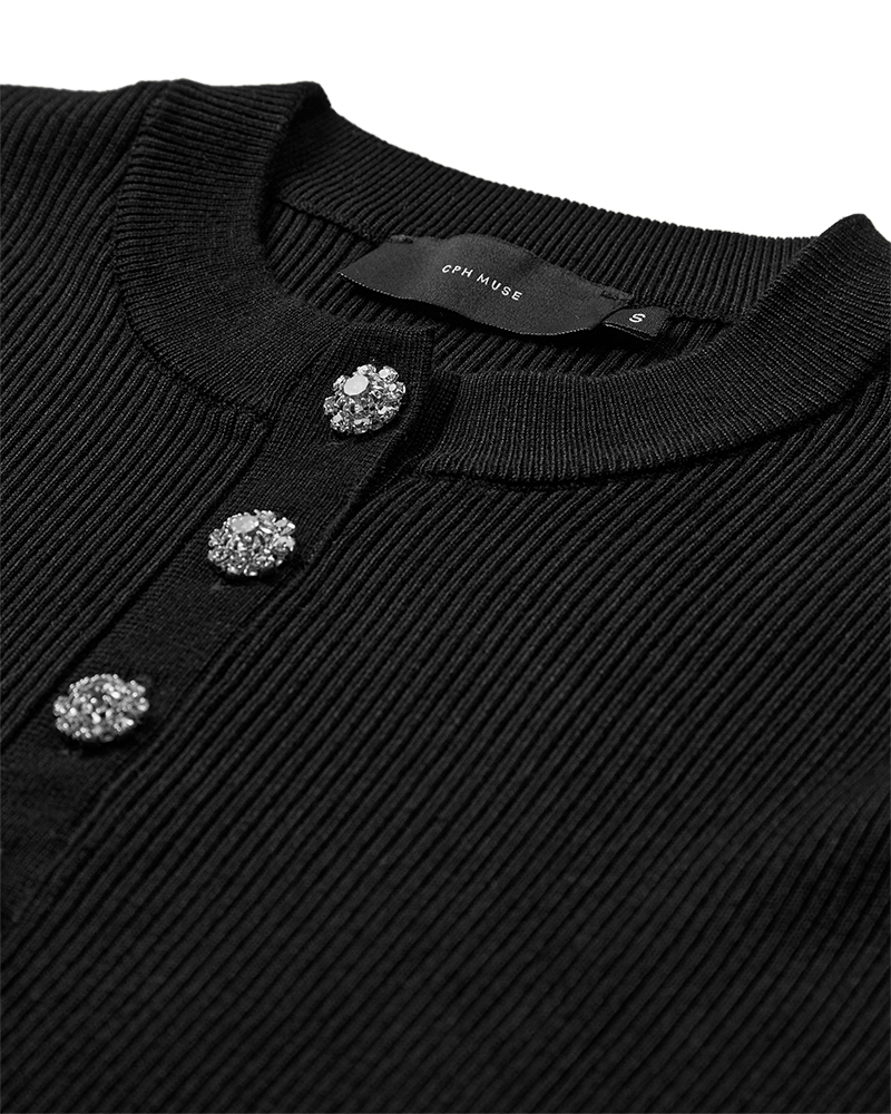 CMVERA - PULLOVER WITH BUTTONS IN SCHWARZ