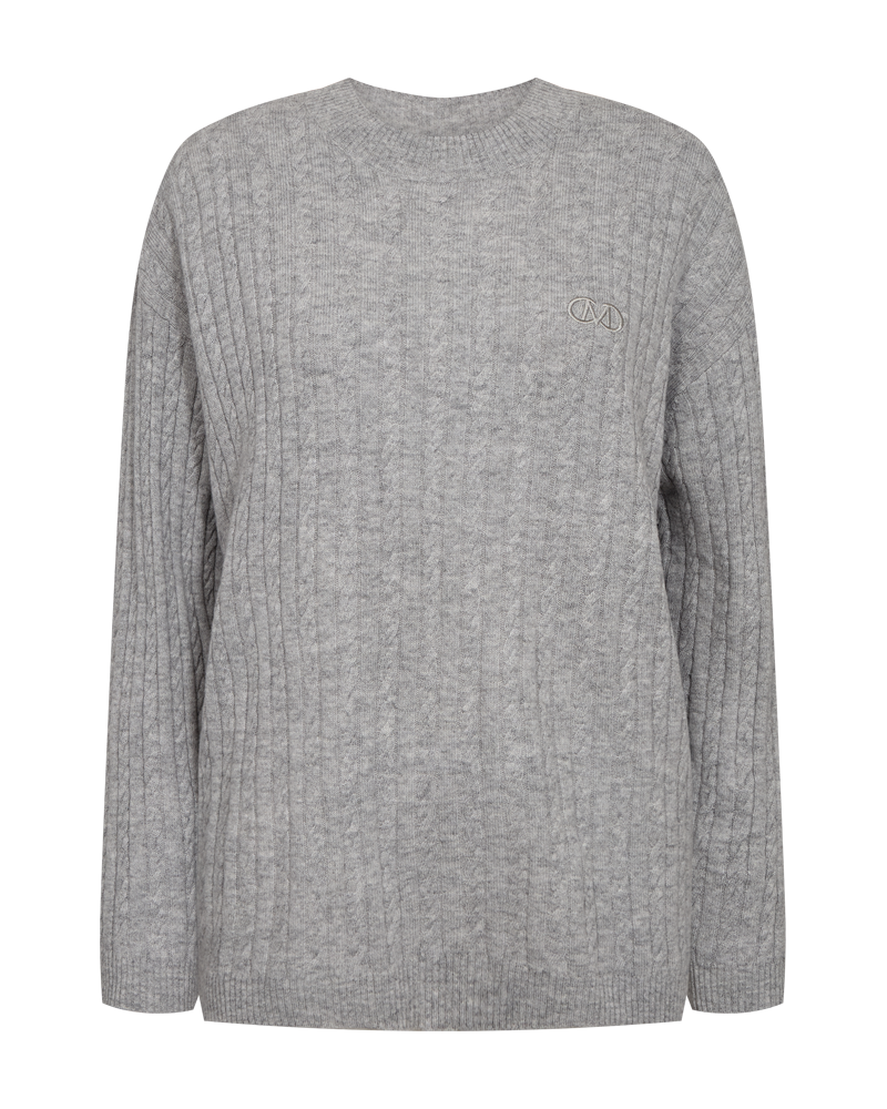 CMCASHMERE – PULLOVER MIT LOGODETAIL IN GRAU