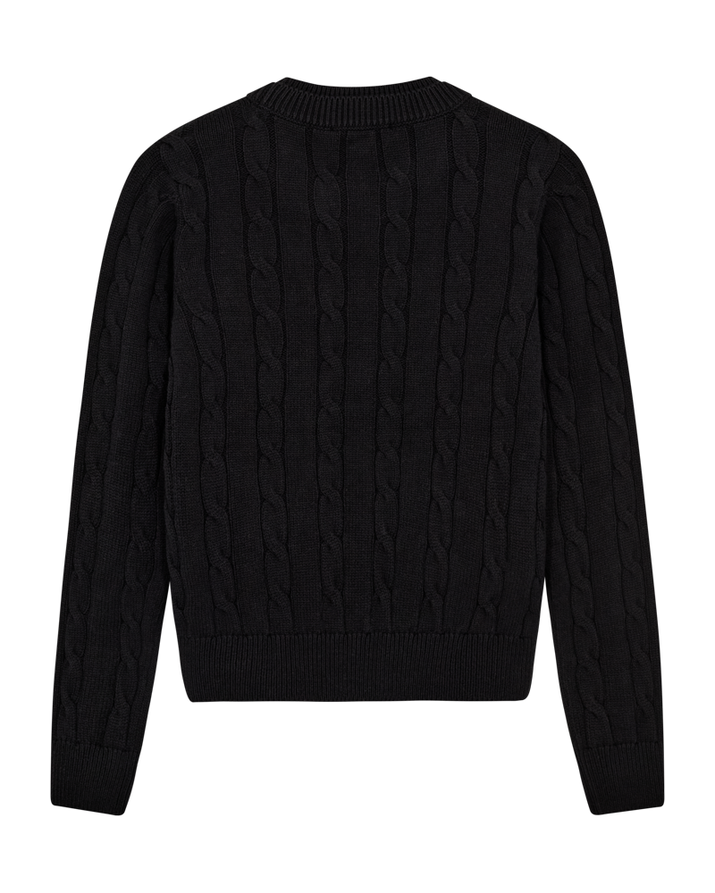 CMKOTOM - ZOPFSTRICK-PULLOVER MIT LOGOSTICKEREI IN SCHWARZ