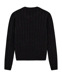 CMKOTOM - ZOPFSTRICK-PULLOVER MIT LOGOSTICKEREI IN SCHWARZ