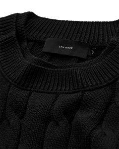 CMKOTOM - ZOPFSTRICK-PULLOVER MIT LOGOSTICKEREI IN SCHWARZ