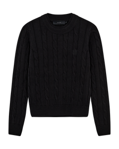 CMKOTOM - ZOPFSTRICK-PULLOVER MIT LOGOSTICKEREI IN SCHWARZ