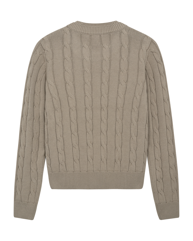 CMCOTTON - ZOPFSTRICK-PULLOVER MIT LOGOSTICKEREI IN BEIGE