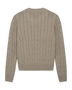 CMCOTTON - ZOPFSTRICK-PULLOVER MIT LOGOSTICKEREI IN BEIGE