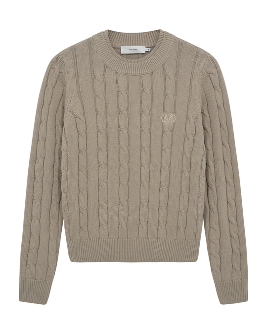 CMKOTOM - ZOPFSTRICK-PULLOVER MIT LOGOSTICKEREI IN BEIGE
