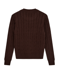CMKOTOM – KABELSTRICK-PULLOVER MIT GESTICKLTEM LOGO-DETAIL IN BRAUN