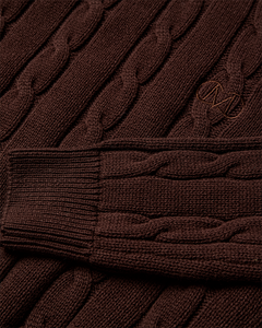 CMKOTOM – KABELSTRICK-PULLOVER MIT GESTICKLTEM LOGO-DETAIL IN BRAUN
