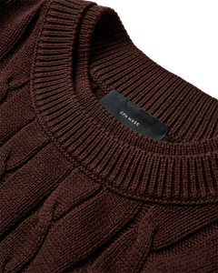 CMKOTOM – KABELSTRICK-PULLOVER MIT GESTICKLTEM LOGO-DETAIL IN BRAUN