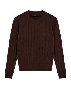 CMKOTOM – KABELSTRICK-PULLOVER MIT GESTICKLTEM LOGO-DETAIL IN BRAUN