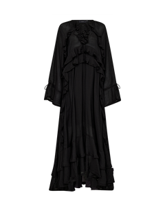 CMNORMA – LANGES KLEID MIT RÜSCHEN IN SCHWARZ