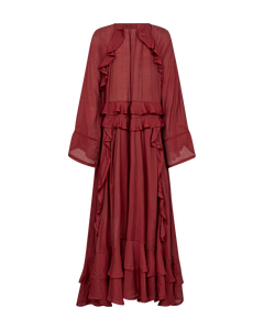 CMNORMA – LANGES KLEID MIT RÜSCHEN IN ROT