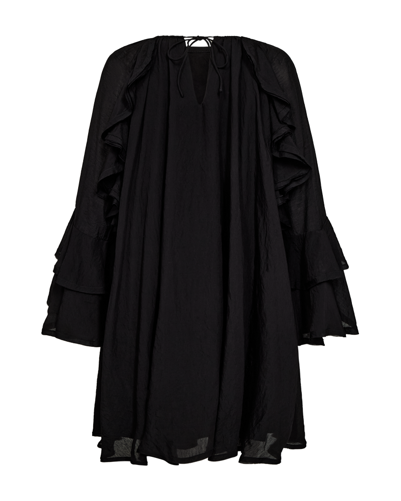 CMNORMA – KURZES KLEID MIT RÜSCHEN IN SCHWARZ