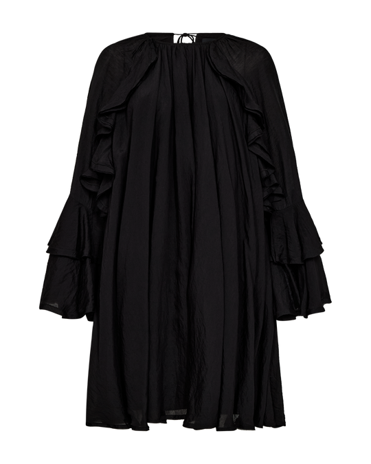 CMNORMA – KURZES KLEID MIT RÜSCHEN IN SCHWARZ