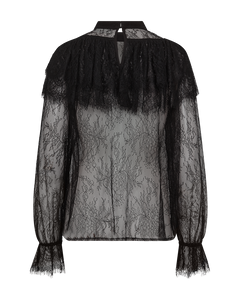 CMMARTA – BLUSE MIT SPITZE UND RÜSCHEN IN SCHWARZ