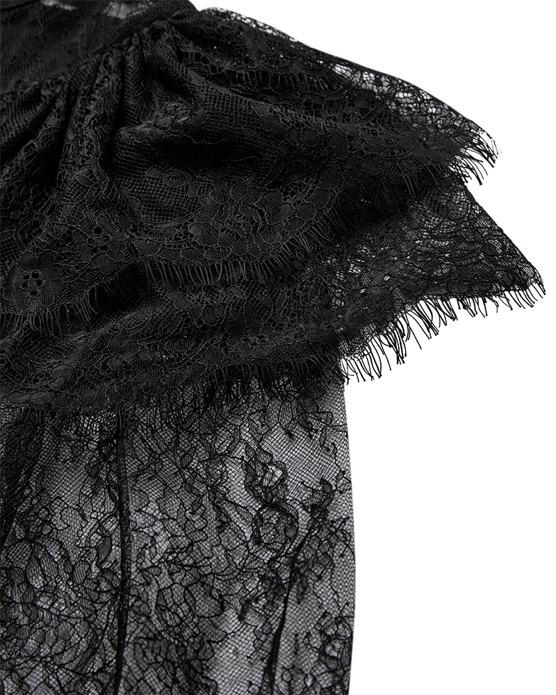 CMMARTA – BLUSE MIT SPITZE UND RÜSCHEN IN SCHWARZ