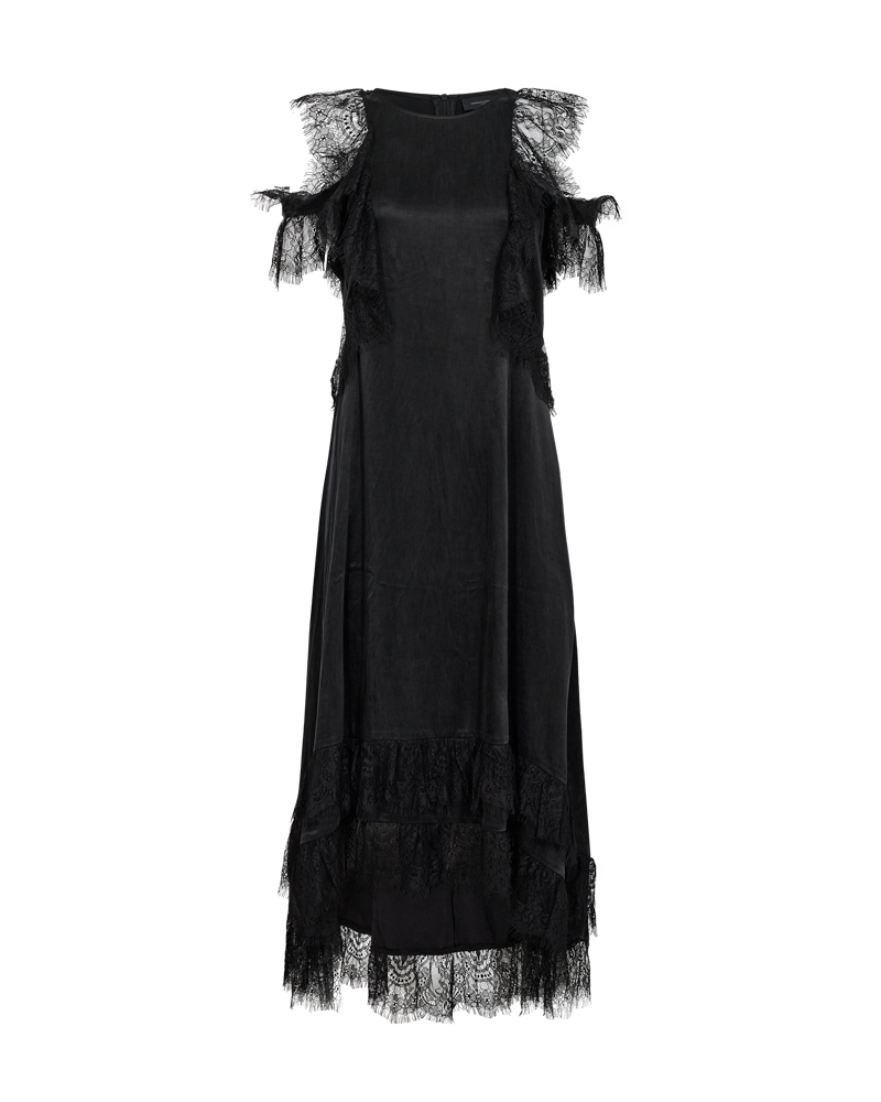 CMMARTA – KLEID MIT RÜSCHEN IN SCHWARZ