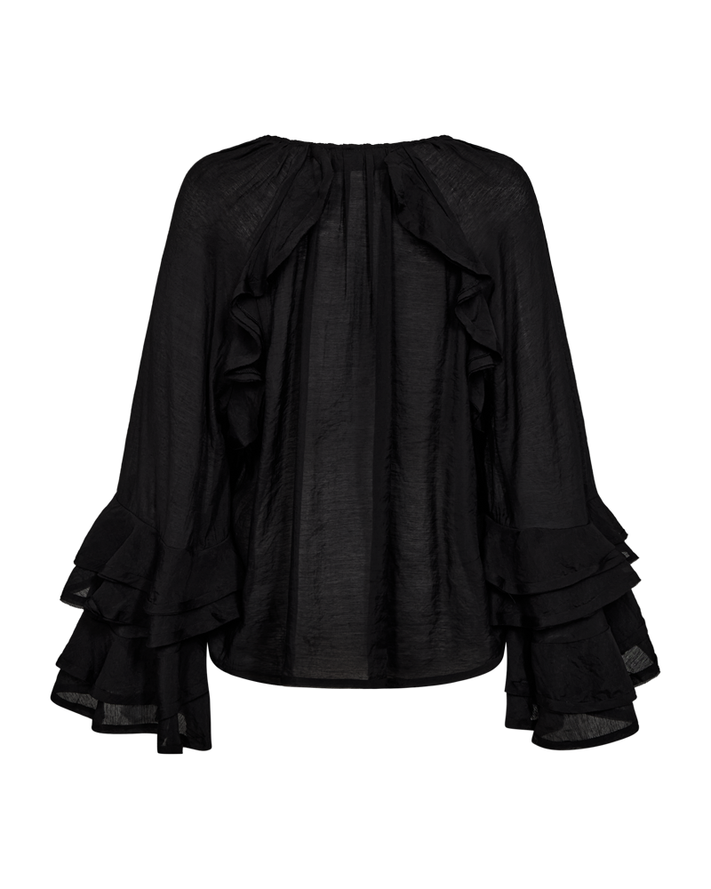 CMNORMA – BLUSE MIT RÜSCHEN IN SCHWARZ