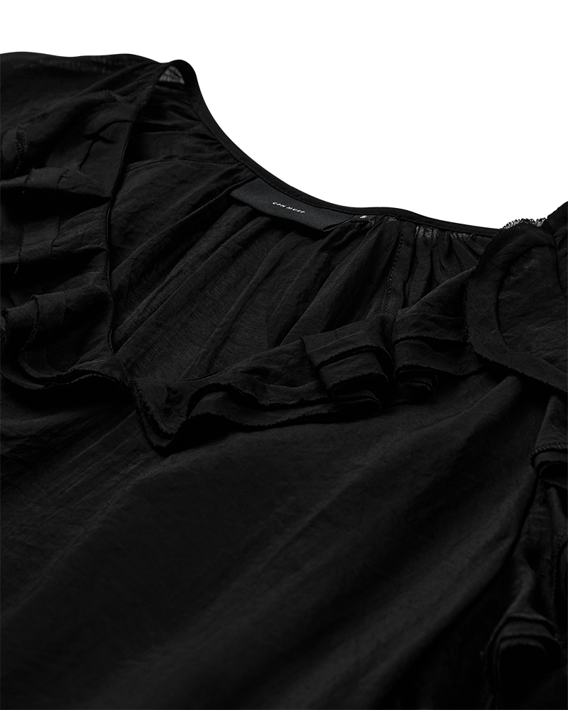 CMNORMA – BLUSE MIT RÜSCHEN IN SCHWARZ