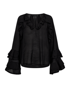CMNORMA – BLUSE MIT RÜSCHEN IN SCHWARZ