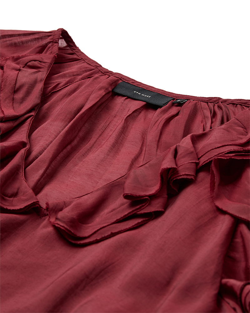 CMNORMA – BLUSE MIT RÜSCHEN IN ROT
