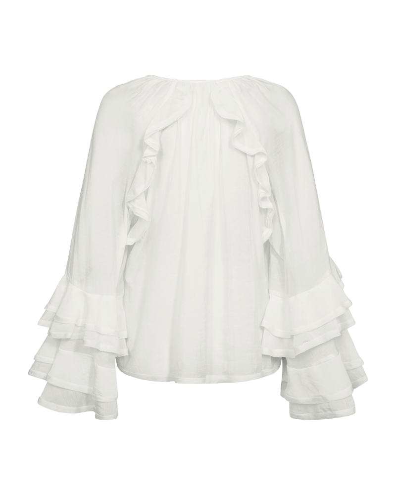 CMNORMA – BLUSE MIT RÜSCHEN IN WOLLWEISS