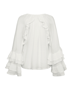 CMNORMA – BLUSE MIT RÜSCHEN IN WOLLWEISS