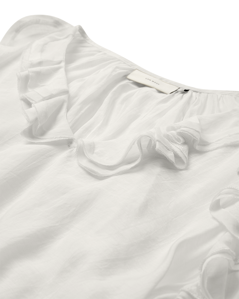 CMNORMA – BLUSE MIT RÜSCHEN IN WOLLWEISS
