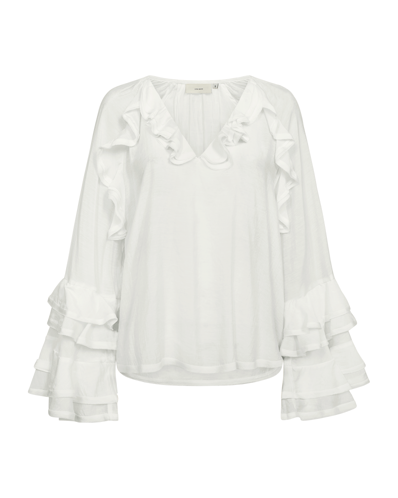 CMNORMA – BLUSE MIT RÜSCHEN IN WOLLWEISS