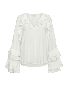 CMNORMA – BLUSE MIT RÜSCHEN IN WOLLWEISS