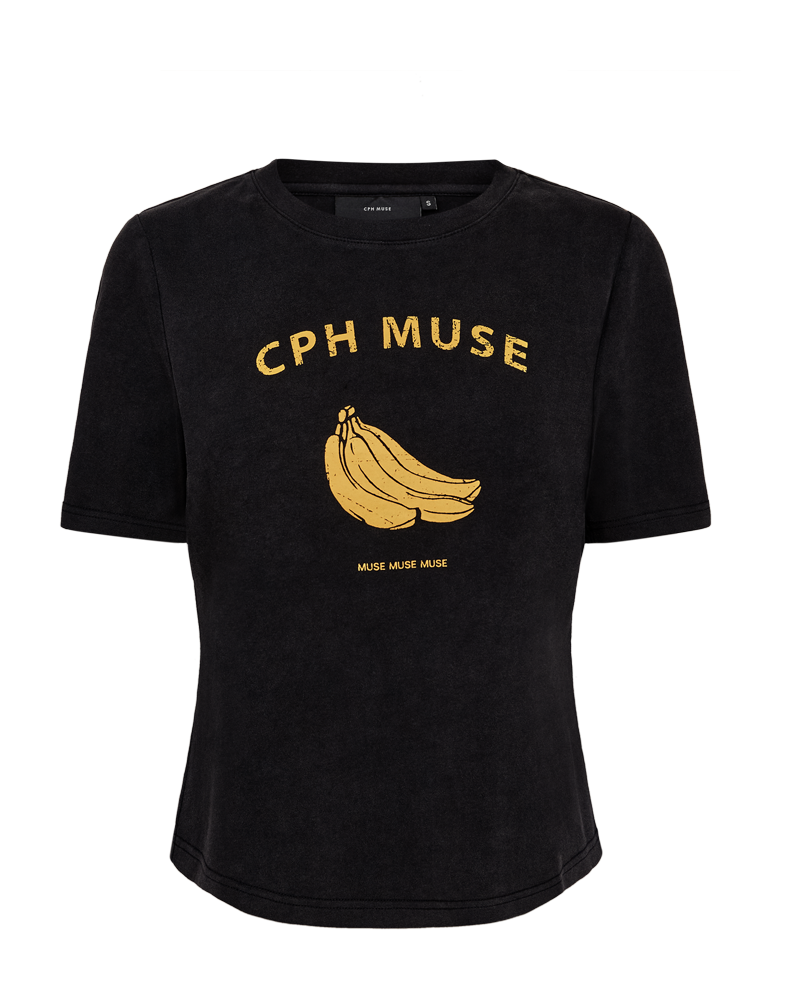 CMMUSE – T-SHIRT MIT PRINT IN SCHWARZ