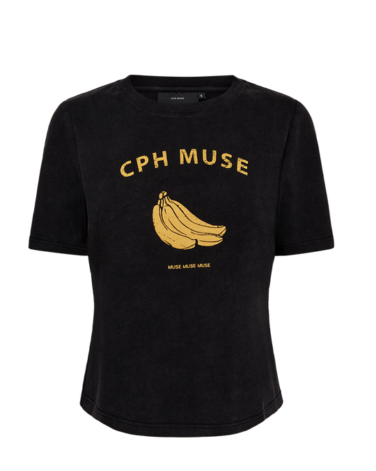 CMMUSE – T-SHIRT MIT PRINT IN SCHWARZ
