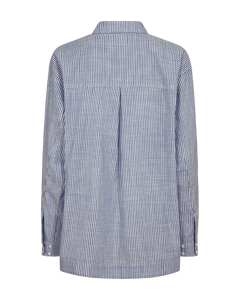 CMLINE – GESTREIFTES HEMD MIT LOGODETAIL IN BLAU UND WOLLWEISS
