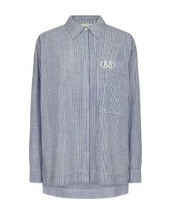 CMLINE – GESTREIFTES HEMD MIT LOGODETAIL IN BLAU UND WOLLWEISS