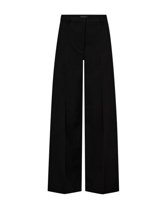 CMTAILOR – HOCHGESCHNITTENE HOSE MIT WEITEM BEIN UND GÜRTELSCHLAUFEN IN SCHWARZ