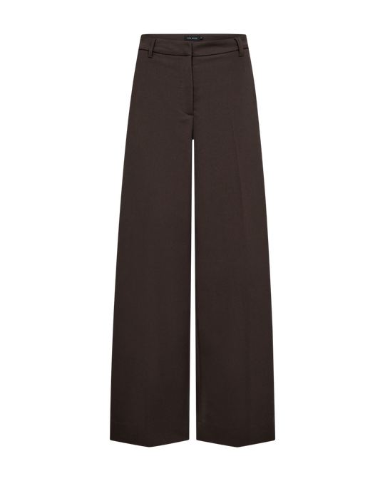 CMTAILOR – HOCHGESCHNITTENE HOSE MIT WEITEM BEIN UND GÜRTELSCHLAUFEN IN BRAUN