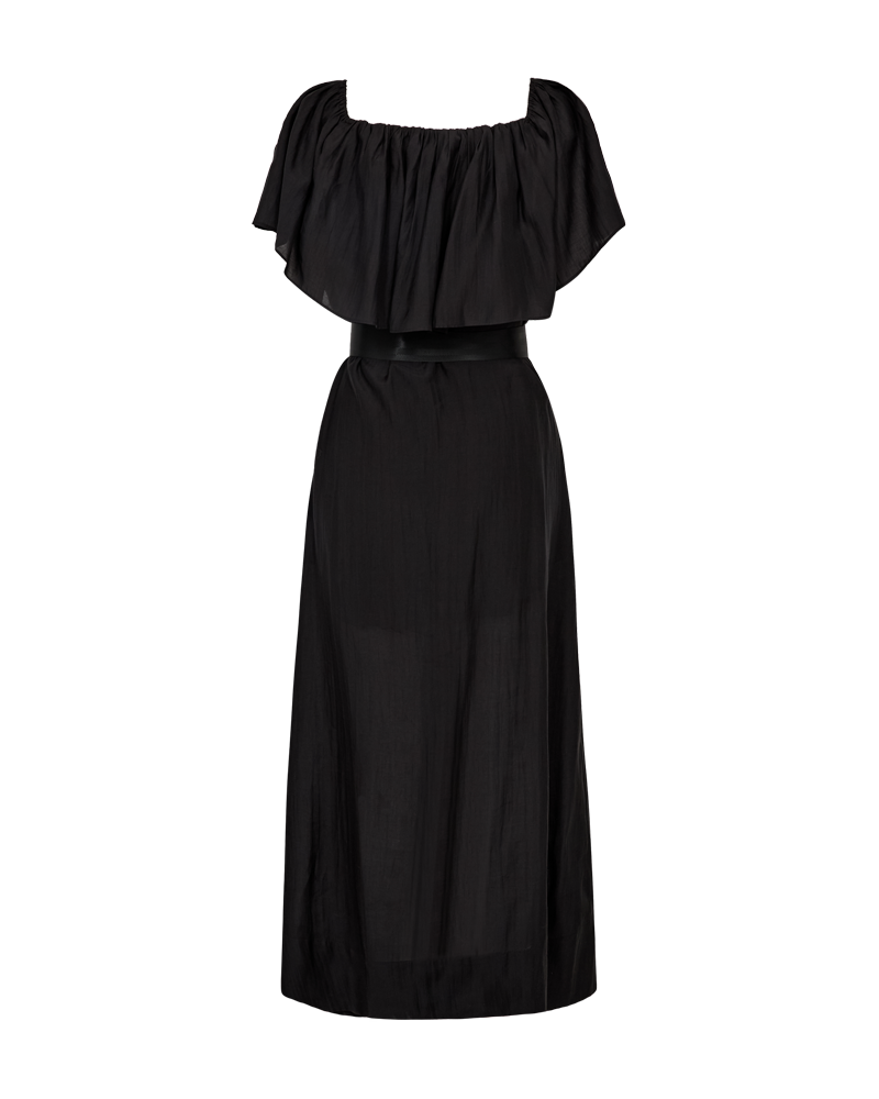 CMMOLLY – KLEID MIT RÜSCHE UND GÜRTEL IN SCHWARZ