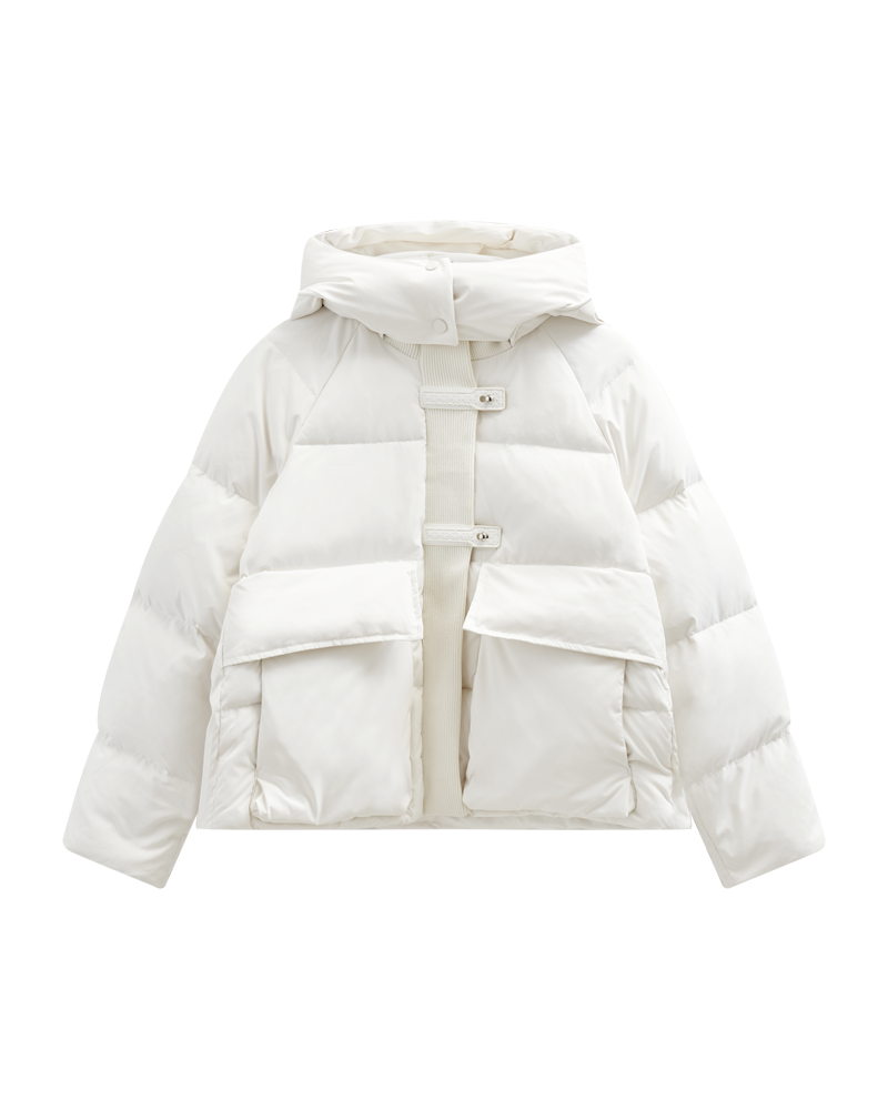 CMCICCO - DOWN JACKET WITH RIB COLLAR IN WOLLWEISS
