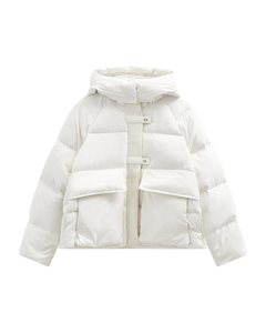 CMCICCO - DOWN JACKET WITH RIB COLLAR IN WOLLWEISS