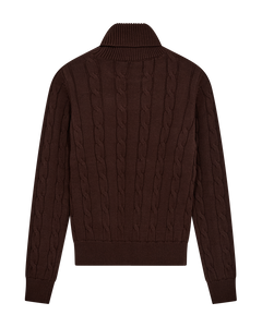 CMKOTOM – KABELSTRICK-PULLOVER MIT GESTICKLTEM LOGO-DETAIL IN BRAUN