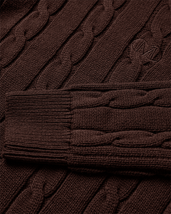 CMKOTOM – KABELSTRICK-PULLOVER MIT GESTICKLTEM LOGO-DETAIL IN BRAUN