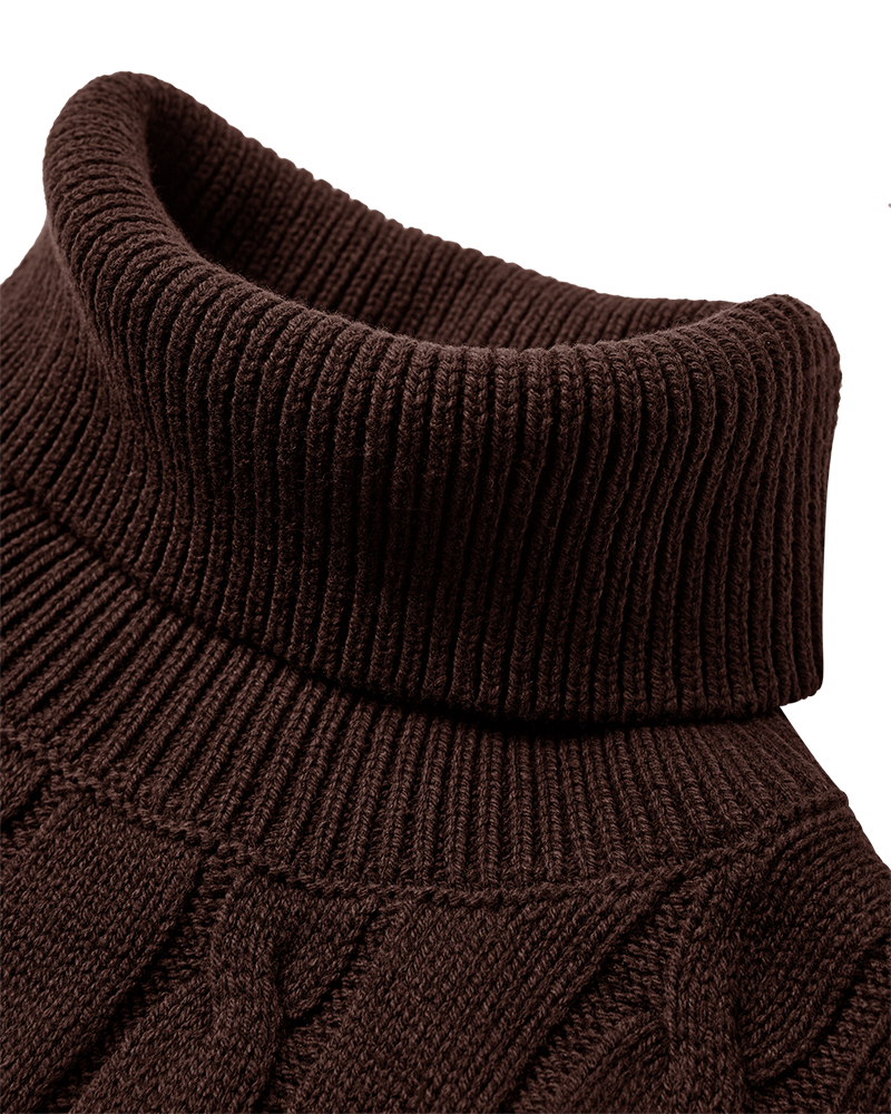 CMKOTOM – KABELSTRICK-PULLOVER MIT GESTICKLTEM LOGO-DETAIL IN BRAUN