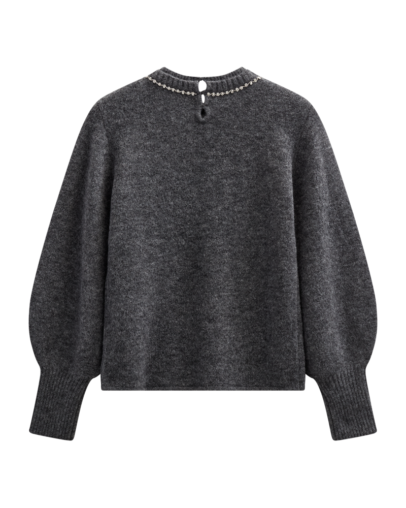 CMIBRA - PULLOVER MIT BALLONÄRMELN IN GRAU