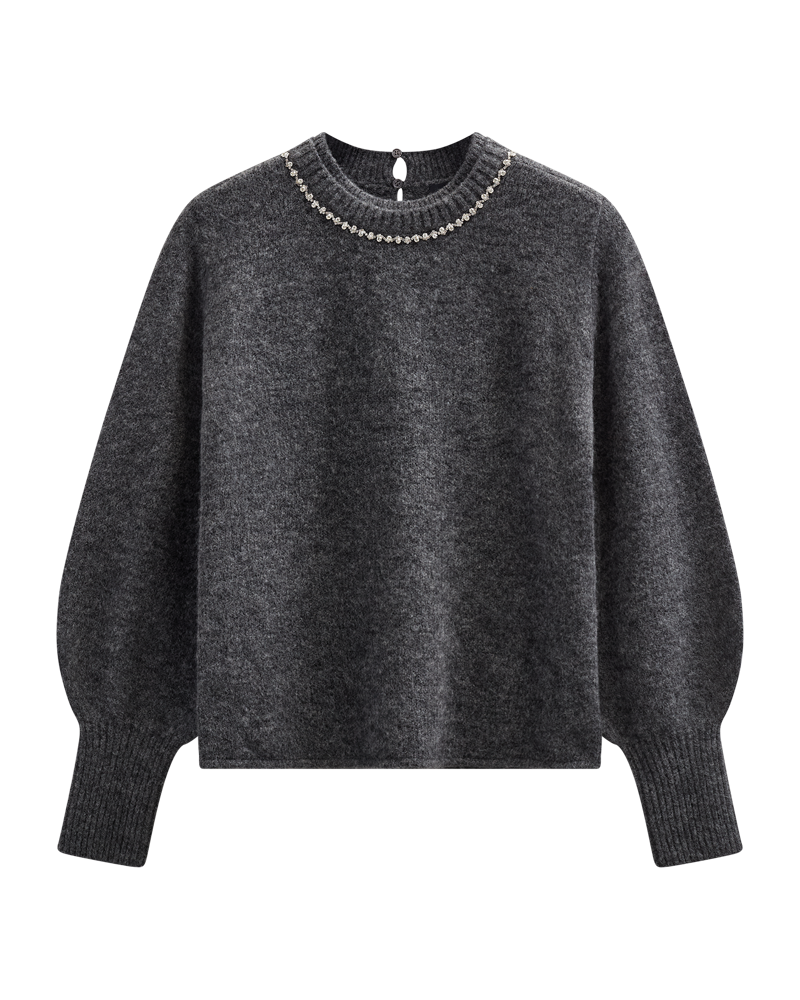 CMIBRA - PULLOVER MIT BALLONÄRMELN IN GRAU