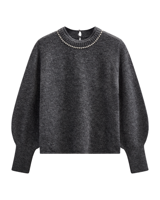 CMIBRA - PULLOVER MIT BALLONÄRMELN IN GRAU