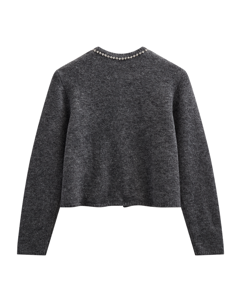 CMIBRA – CARDIGAN MIT STRASSSTEINEN IN GRAU