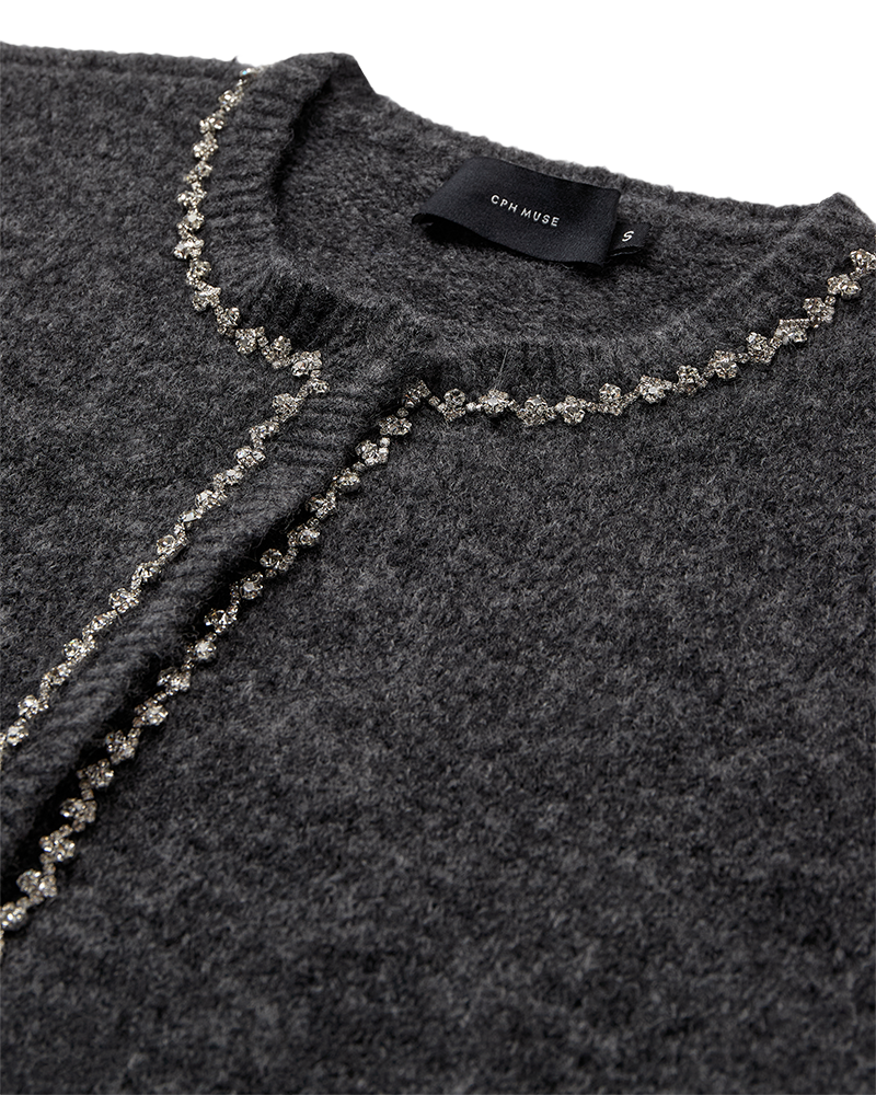 CMIBRA – CARDIGAN MIT STRASSSTEINEN IN GRAU