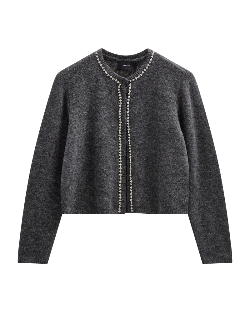 CMIBRA – CARDIGAN MIT STRASSSTEINEN IN GRAU